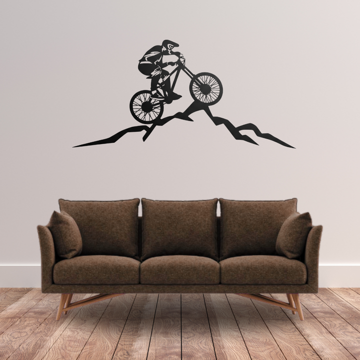 Mountain Biker Metal Wall Art – Recycled Aluminum