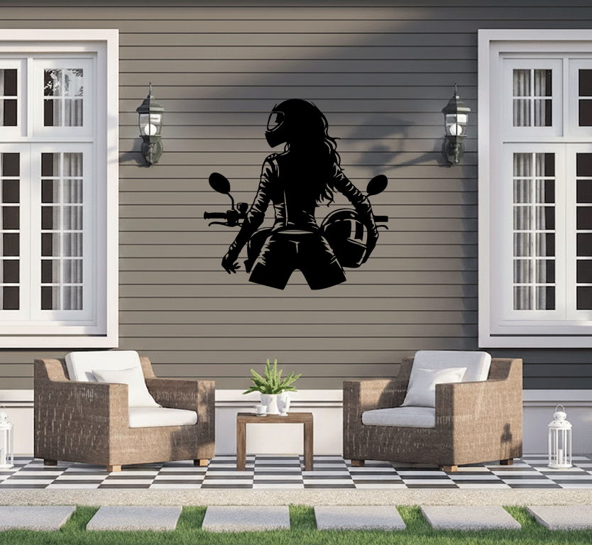 Biker Girl Metal Wall Art