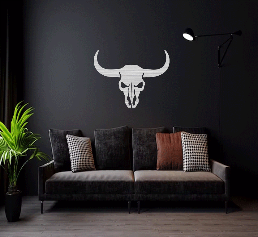 Bull Skull Metal Wall Art, view 4 by MetalPlex