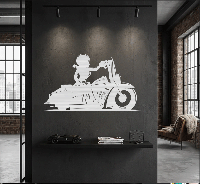 Female Biker Metal Wall Art