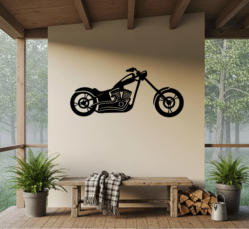 Chopper Motorcycle Metal Wall Art