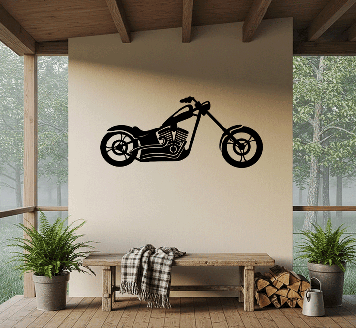 Chopper Motorcycle Metal Wall Art