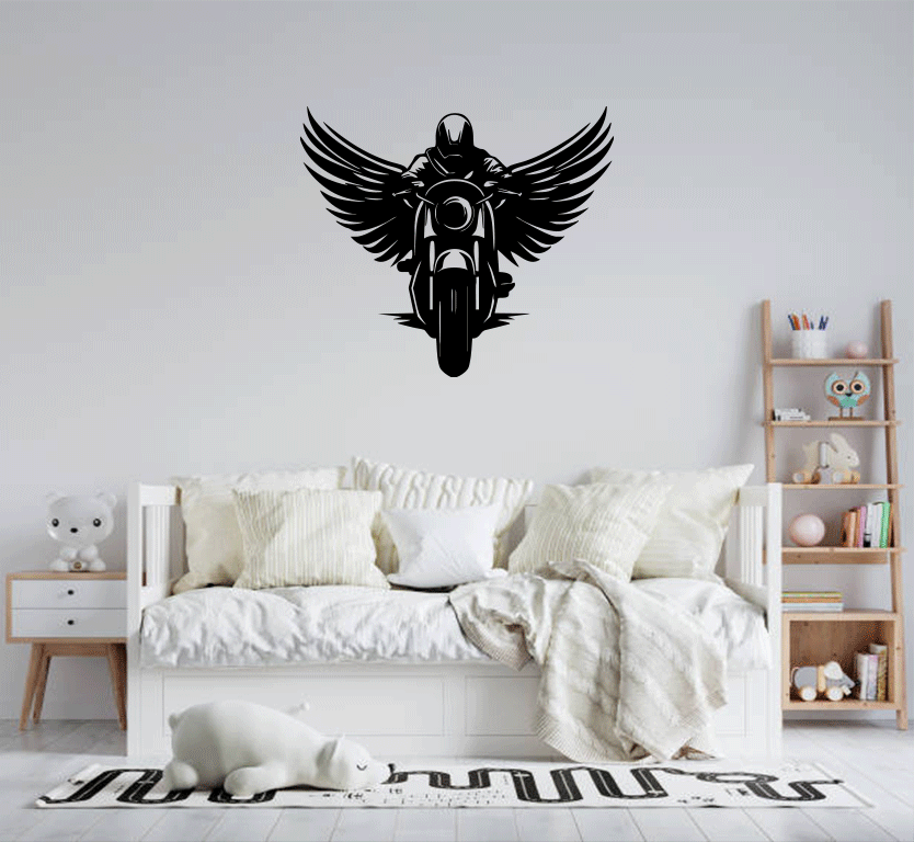Winged Biker Metal Wall Art, view 13 by MetalPlex