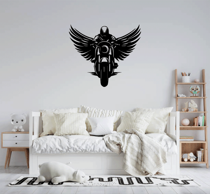 Winged Biker Metal Wall Art, view 13 by MetalPlex
