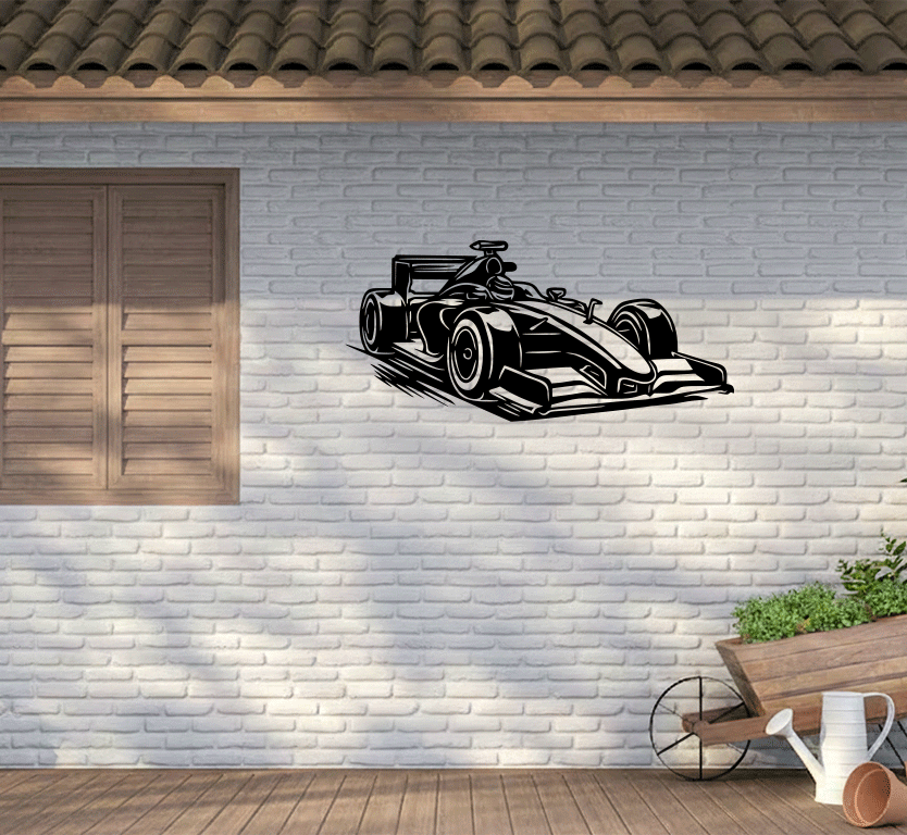 F1 Grand Prix Race Car Metal Wall Art