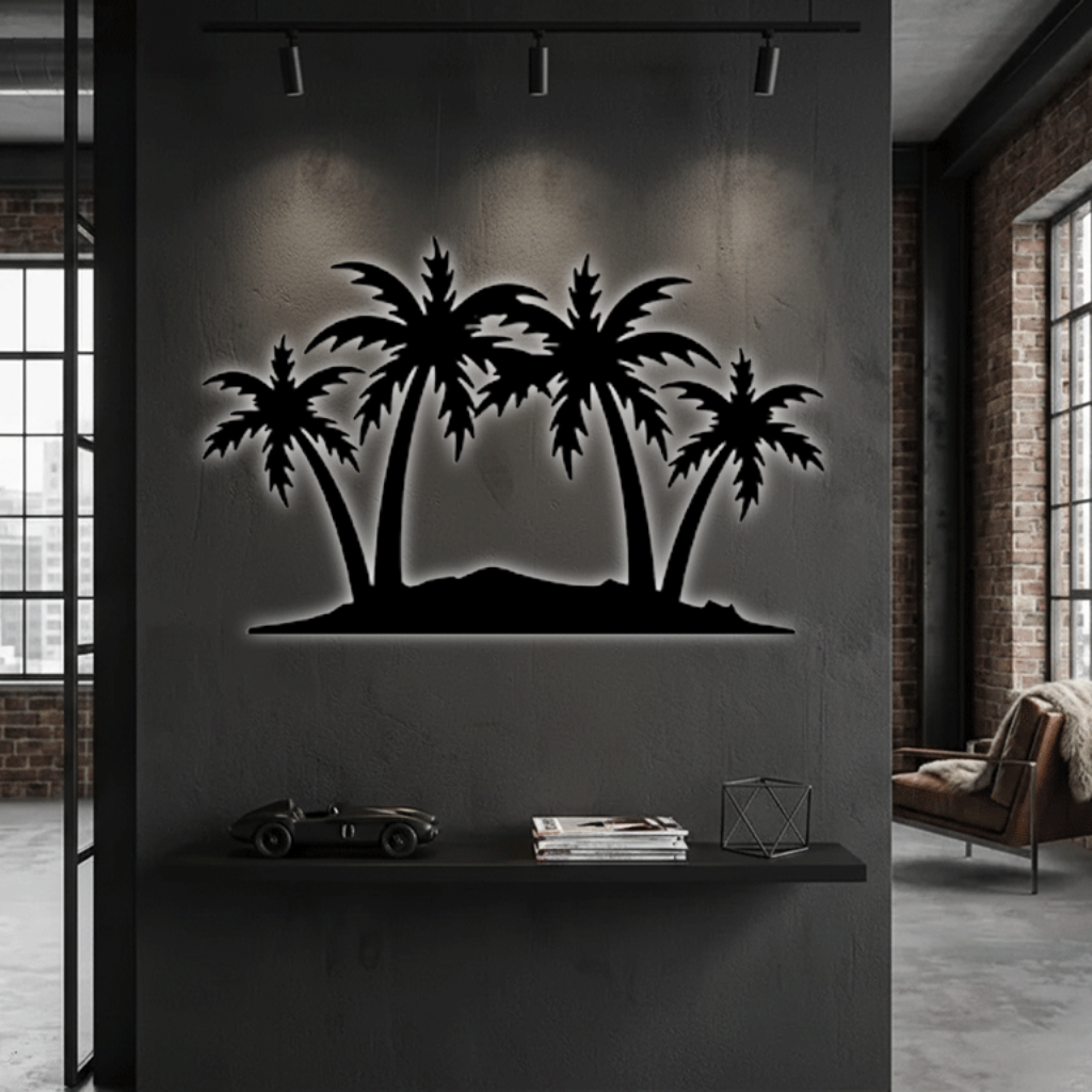Palm Trees Metal Wall Art – Tropical Beach Home &amp; Outdoor Decor