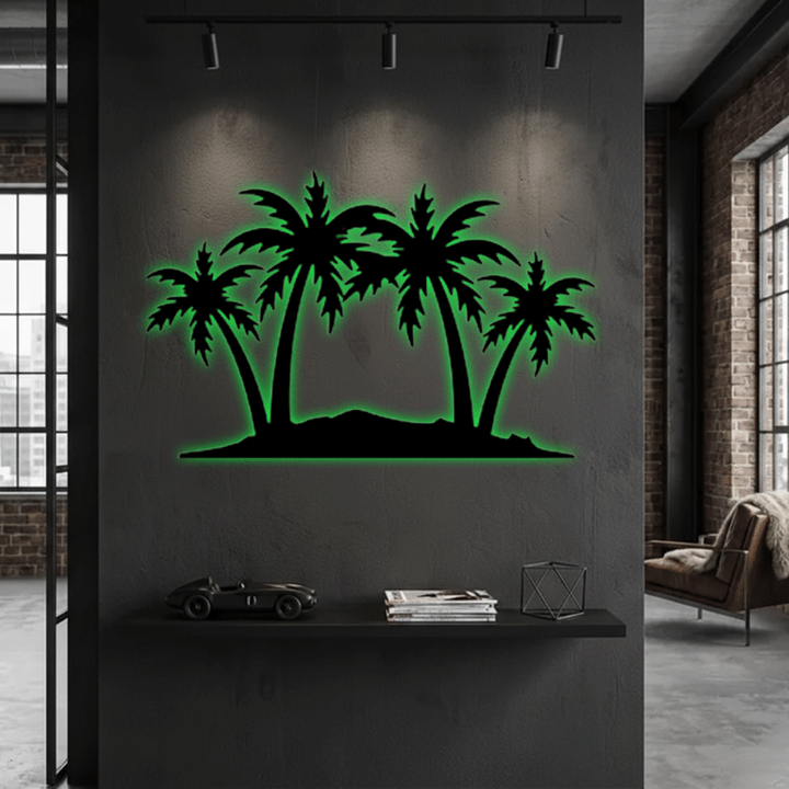 Palm Trees Metal Wall Art – Tropical Beach Home &amp; Outdoor Decor
