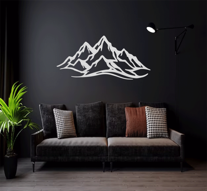 Mountain Range Metal Wall Art – Panoramic Nature Wall Decor
