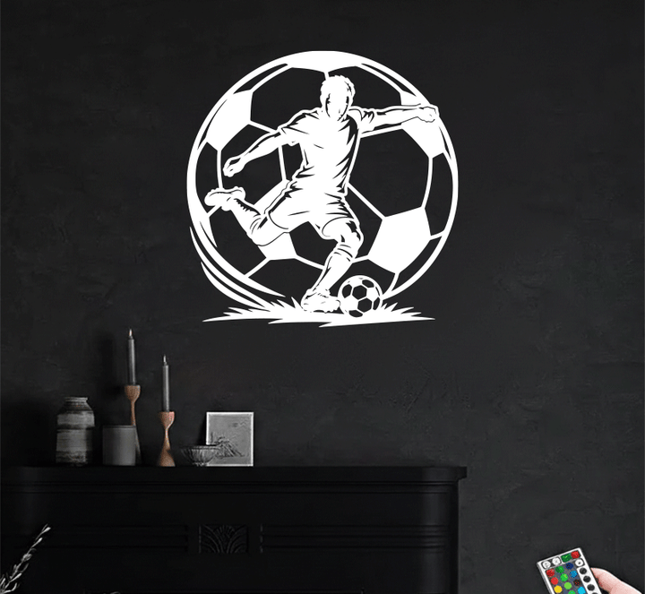 Soccer Player Action Metal Wall Art, view 6 by MetalPlex