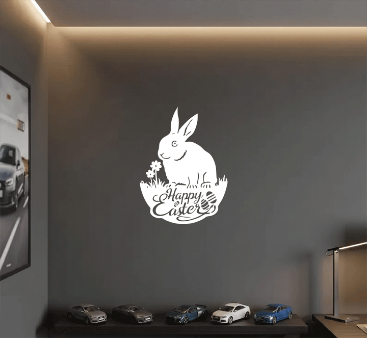 Easter Garden Bunny Metal Wall Art
