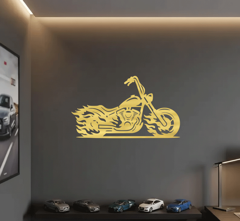 Flaming Bike Metal Wall Art, view 5 by MetalPlex
