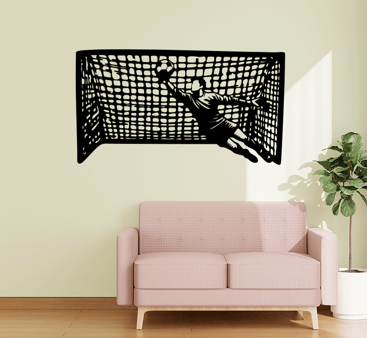 Soccer Goalkeeper Goal Net Save Metal Wall Art