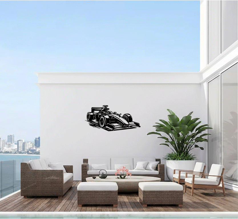 F1 Grand Prix Race Car Metal Wall Art