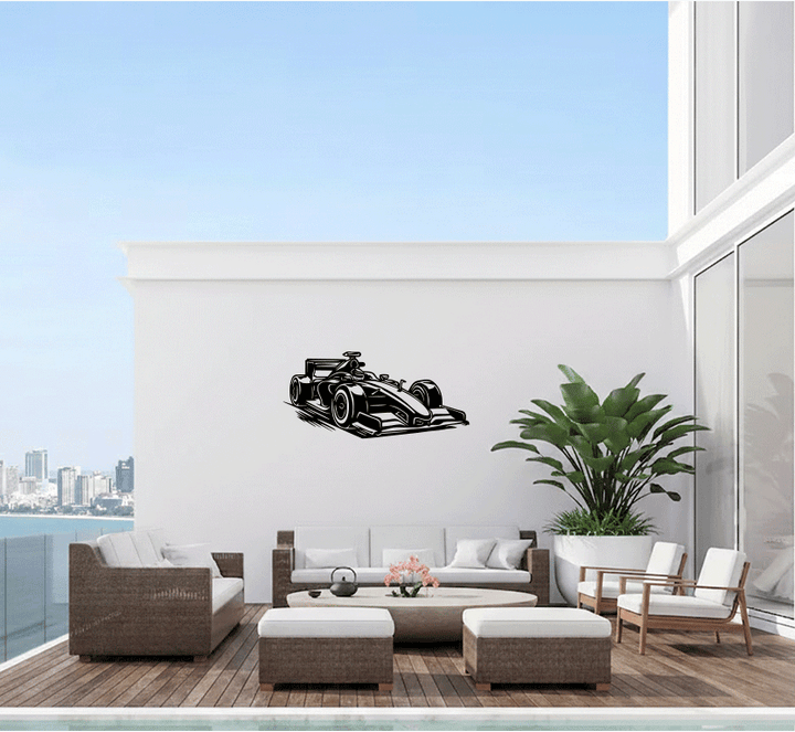 F1 Grand Prix Race Car Metal Wall Art