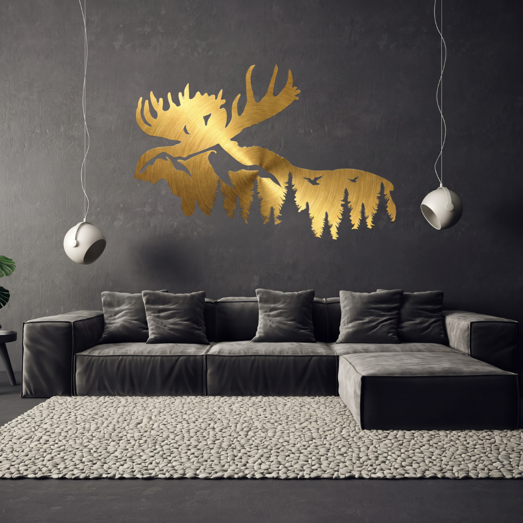 Moose Mountain Metal Wall Art – Wildlife Rustic Cabin &amp; Lodge Decor