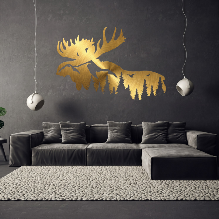 Moose Mountain Metal Wall Art – Wildlife Rustic Cabin &amp; Lodge Decor