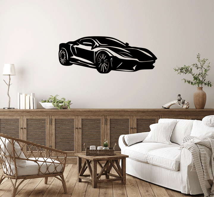 Super Car Silhouette Metal wall Art
