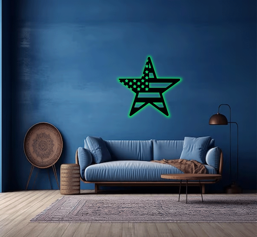 American Flag Star Metal Wall Art, view 9 by MetalPlex