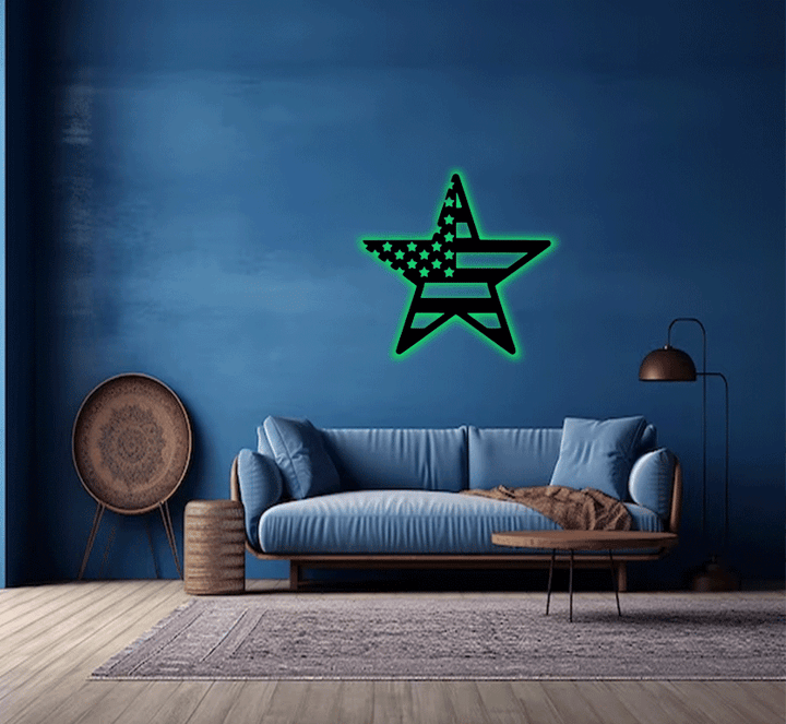 American Flag Star Metal Wall Art, view 9 by MetalPlex