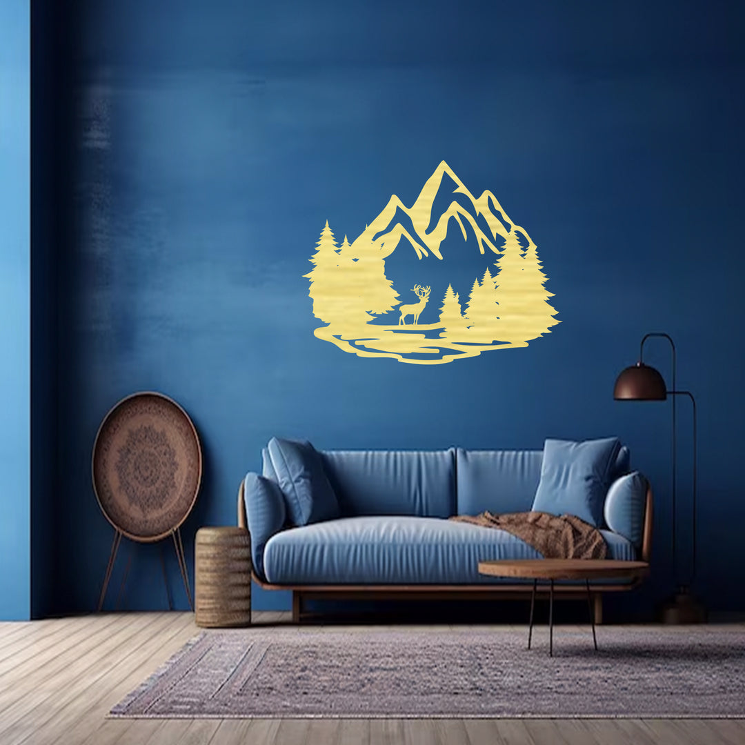 Mountain Deer Metal Wall Art