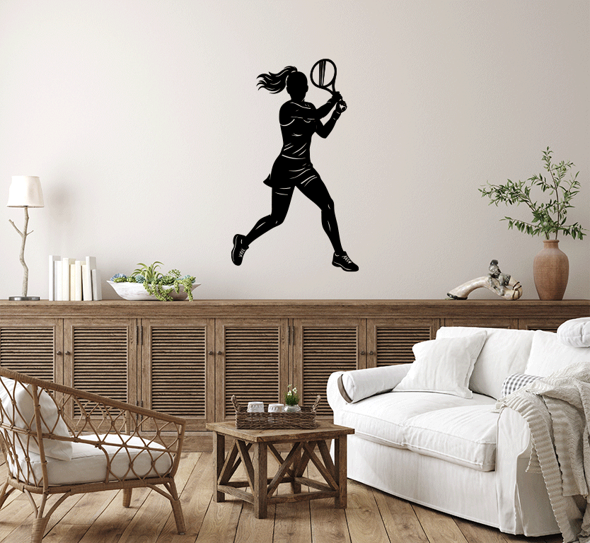 Female Tennis Player Metal Wall Art