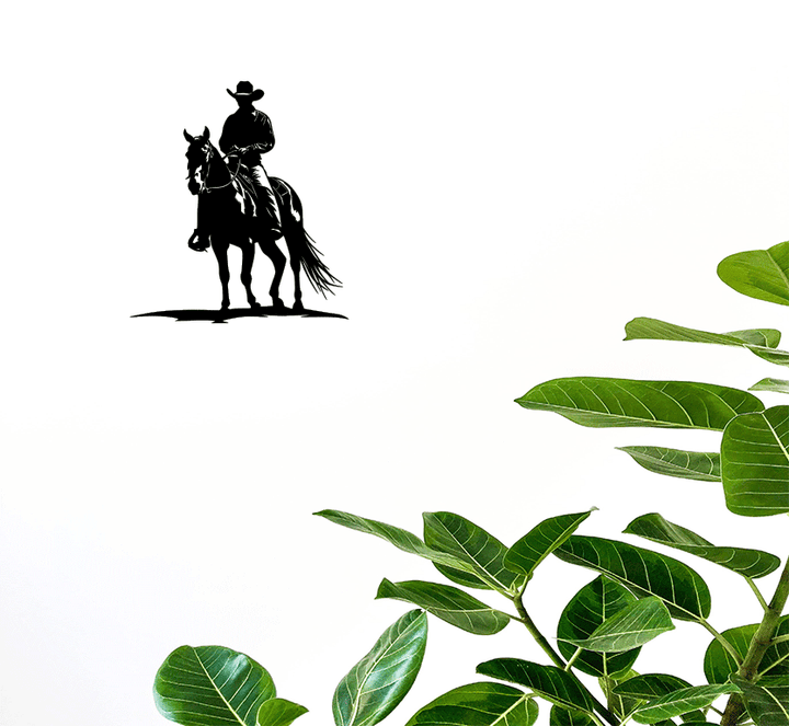 Cowboy on Horse Metal Wall Art