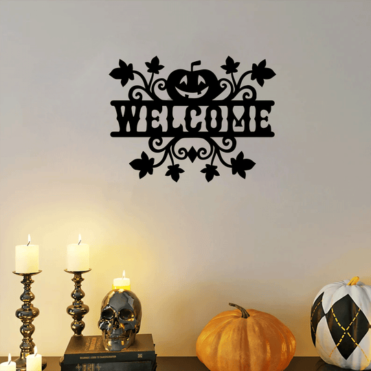 Welcome Halloween Metal Wall Art