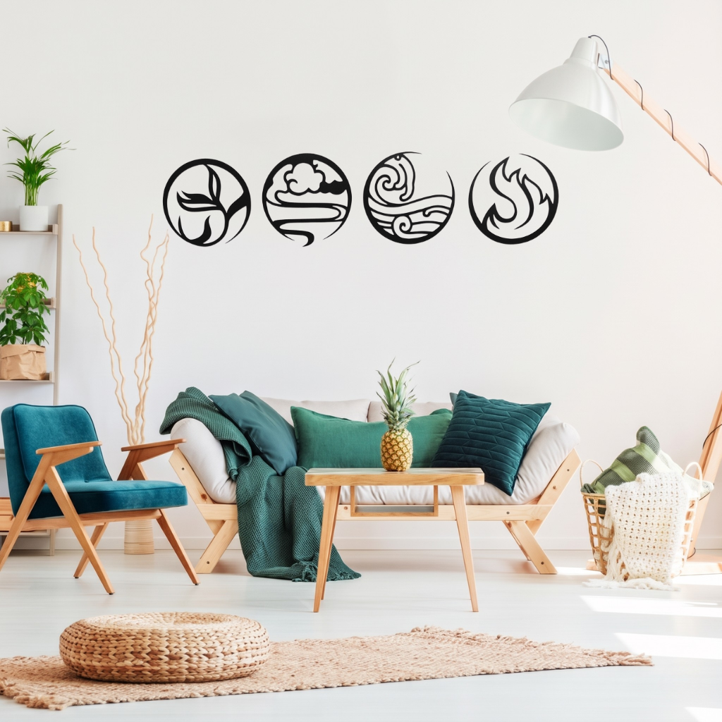 Four Elements Alternative Metal Wall Art – Earth Wind Fire Water Wall Decor