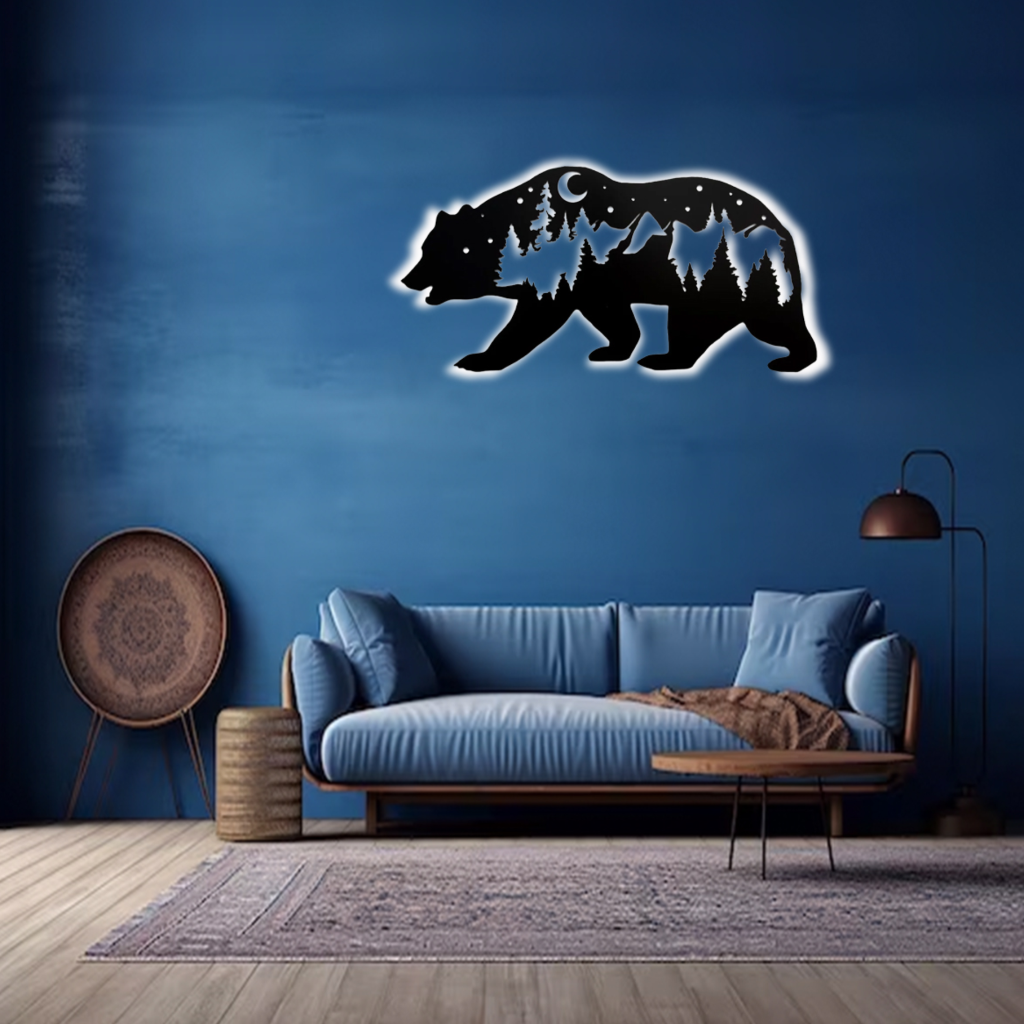 Bear Metal Wall Art – Rustic Wildlife Cabin Home Decor
