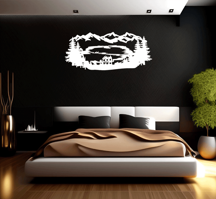 Mountain Lake View - Metal Wall Art