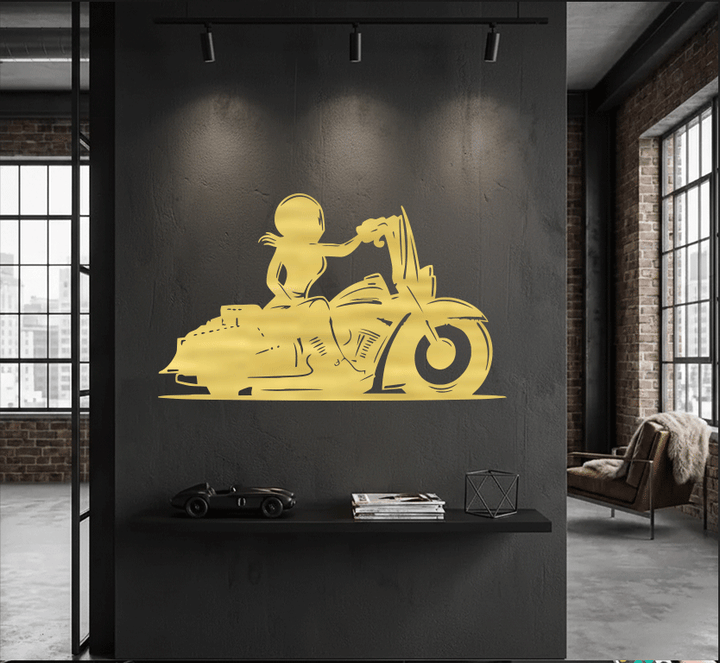 Female Biker Metal Wall Art