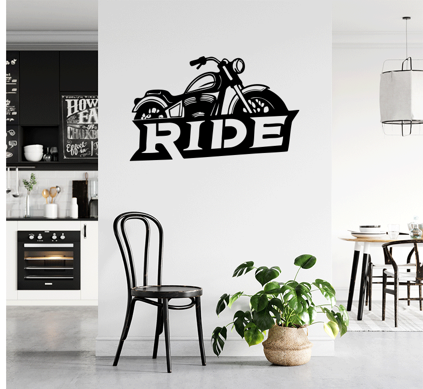 Ride Motorcycle Metal Wall Art