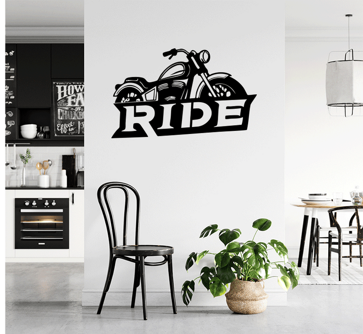 Ride Motorcycle Metal Wall Art