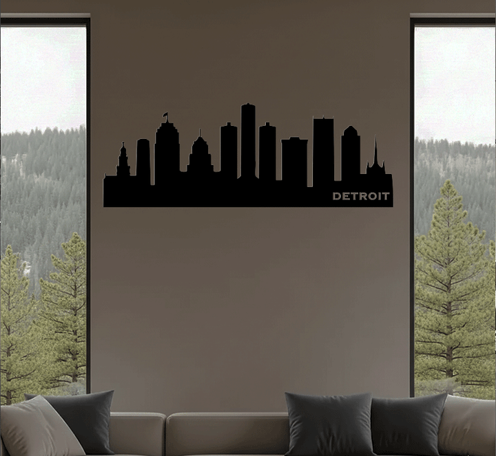Detroit Skyline Metal Wall Art, view 10 by MetalPlex