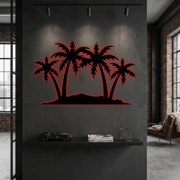 Palm Trees Metal Wall Art – Tropical Beach Home &amp; Outdoor Decor