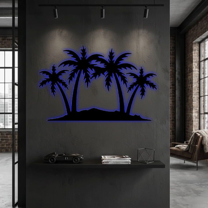 Palm Trees Metal Wall Art – Tropical Beach Home &amp; Outdoor Decor