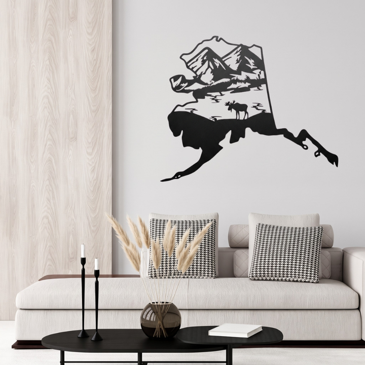 Alaska State Metal Wall Art – Travel Map Home &amp; Office Wall Decor