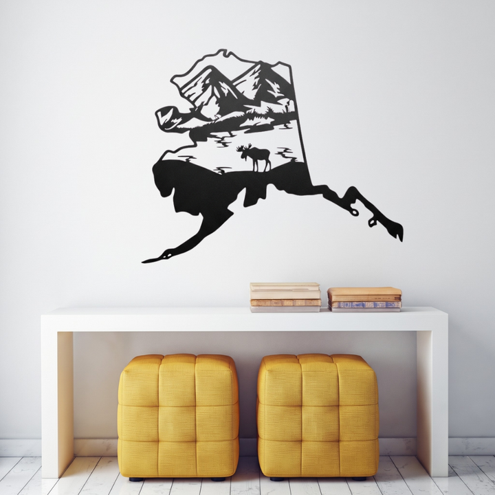 Alaska State Metal Wall Art – Travel Map Home &amp; Office Wall Decor