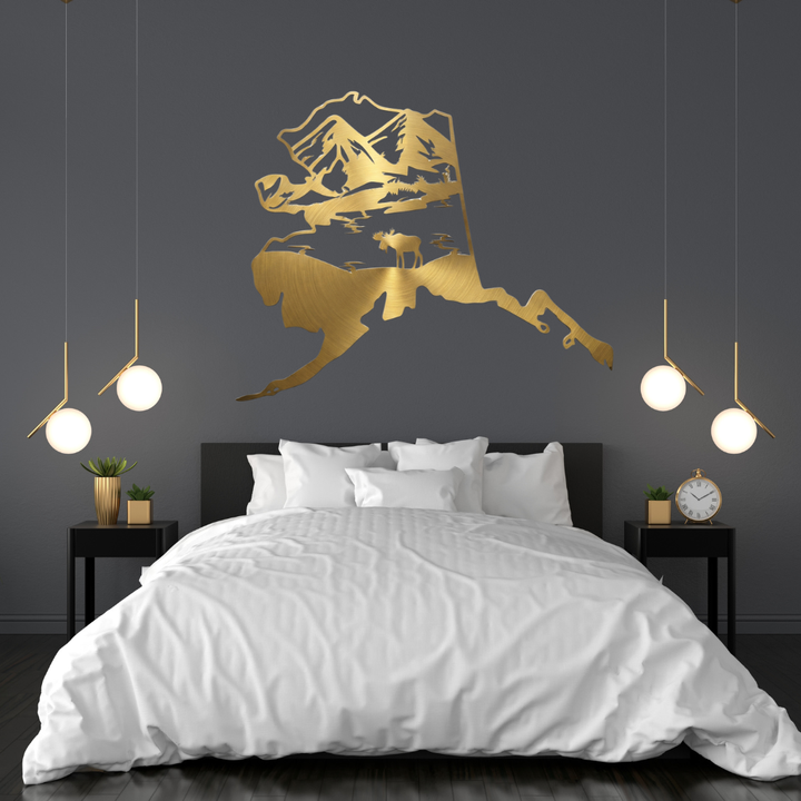 Alaska State Metal Wall Art – Travel Map Home &amp; Office Wall Decor