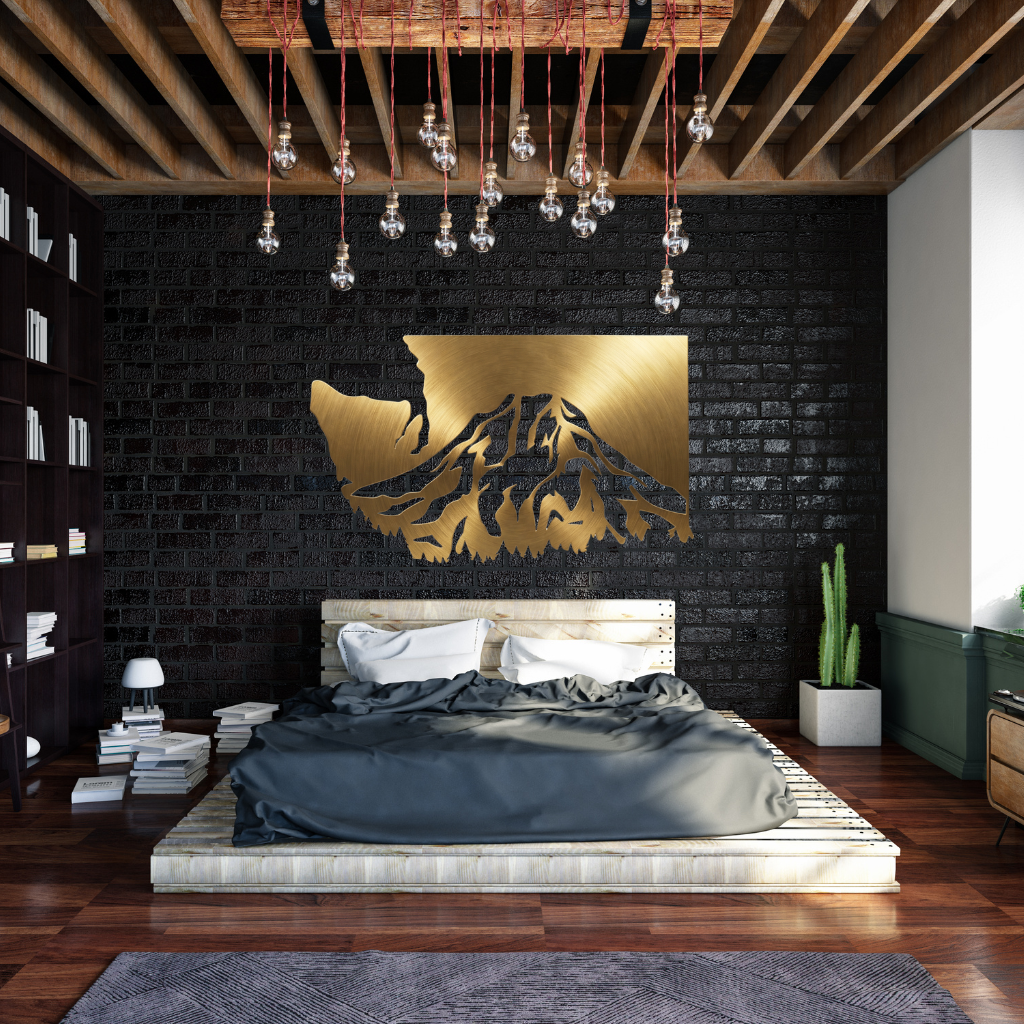 Washington Mt Rainier Metal Wall Art – Pacific Northwest Mountain Wall Decor