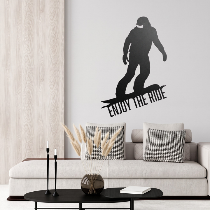 Enjoy The Ride Snowboarder Metal Wall Art – Ski Resort Winter Sports Wall Decor