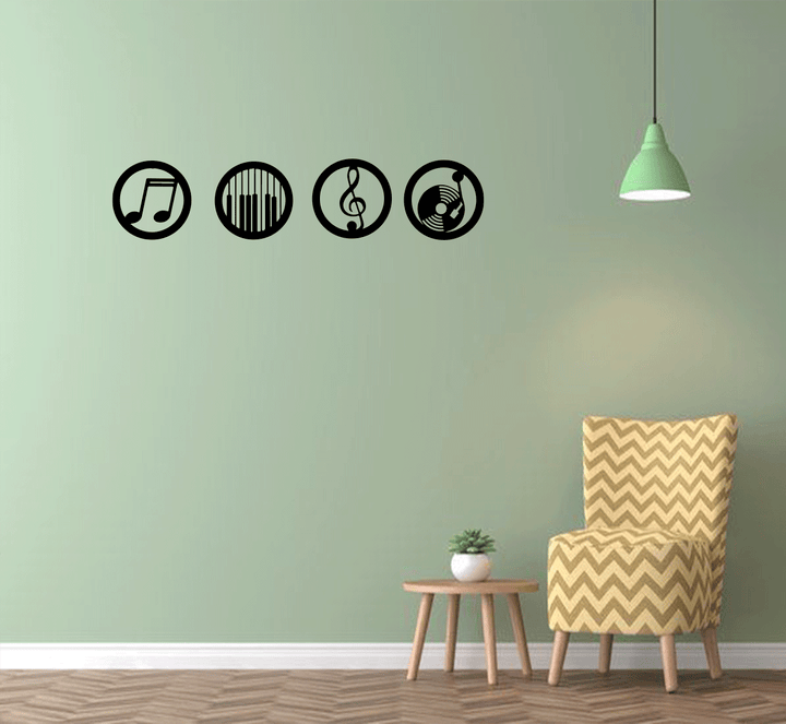 Music Emblems Set of Four Metal Wall Art by MetalPlex