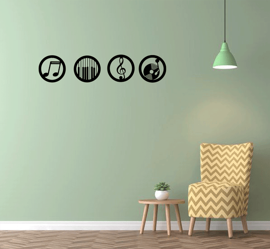 Music Emblems (Set of Four) - Metal Wall Art