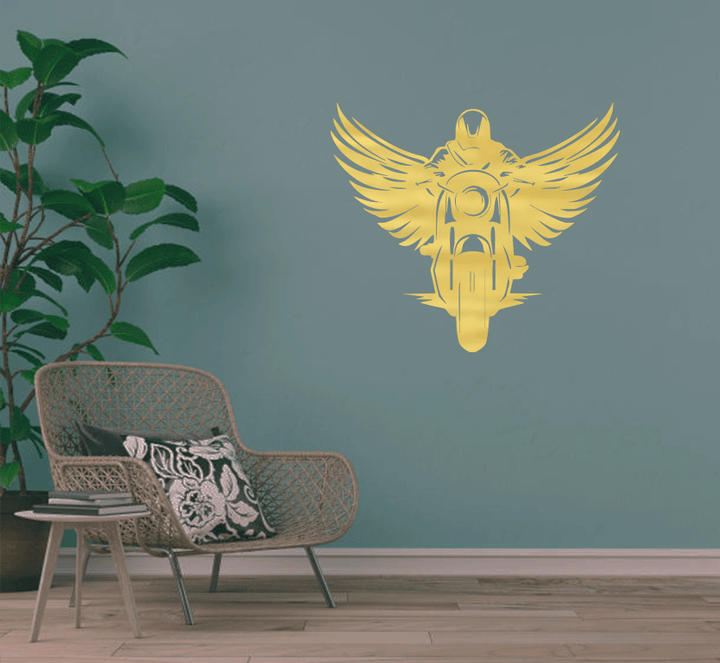 Winged Biker Metal Wall Art, view 5 by MetalPlex
