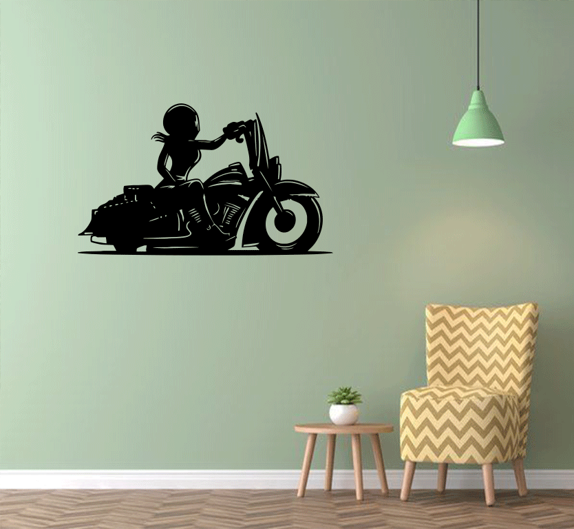Female Biker Metal Wall Art