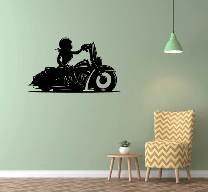 Female Biker Metal Wall Art