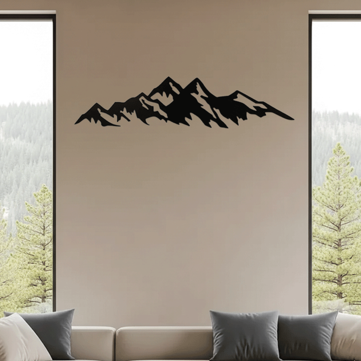 Mountains Metal Wall Art – Large Rustic Landscape Home Decor