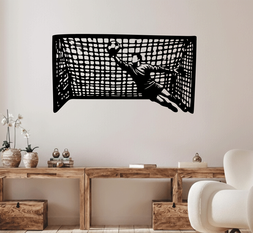 Soccer Goalkeeper Goal Net Save Metal Wall Art