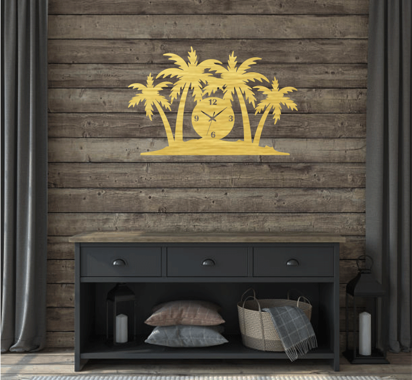 Palm Trees Metal Wall Art with Clock, view 4 by MetalPlex
