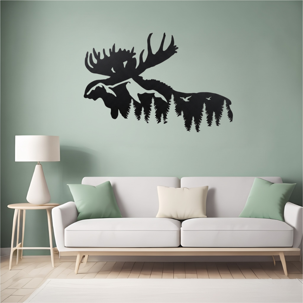 Moose Mountain Metal Wall Art – Wildlife Rustic Cabin &amp; Lodge Decor